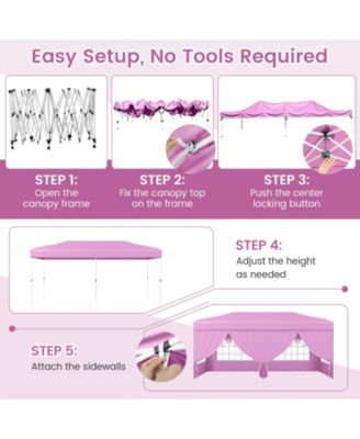 10 X 20 FT Pop up Canopy Tent w/ 6 Sidewalls Wheeled Bag 6 Sandbags 10 Stakes