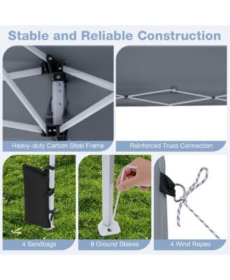 10 x 10 FT Pop up Canopy Tent w/Carrying Bag 4 Sandbags 8 Stakes 4 Wind Ropes