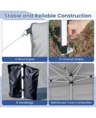 10 X 20 FT Pop up Canopy Tent w/ 6 Sidewalls Wheeled Bag 6 Sandbags 10 Stakes