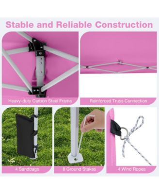 10 x 10 FT Pop up Canopy Tent w/Carrying Bag 4 Sandbags 8 Stakes 4 Wind Ropes