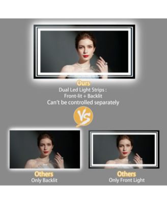 39.37x23.62 inch Square LED Bathroom Mirror Illuminated Dimmable 3 Colors Smart Touch