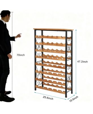 Bottles Wine Rack Freestanding Floor Wood Top Tier Kitchen Pantry Storage