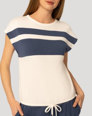 Women's Stripe Drawstring Top and Jogger Set