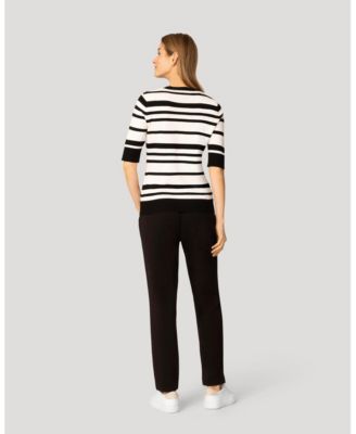Women's V-Neck Texture Stripe Sweater