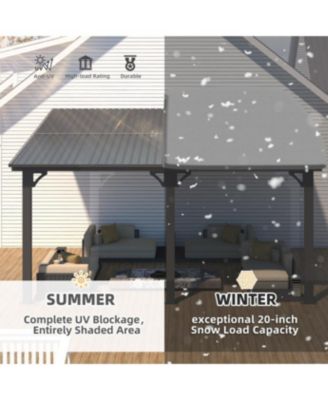 14x10 Outdoor Hardtop Gazebo Adjustable Height Pergola for Patio