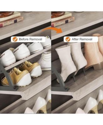 Shoe Cabinet with 2 Flip Drawers, Hidden Shoe Storage Organizer for Entryway, Wooden Shoe Rack with Adjustable Shelf