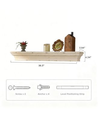 36.3 Inch Rustic Solid Wood Wall Mounted Decorative Long Shelf