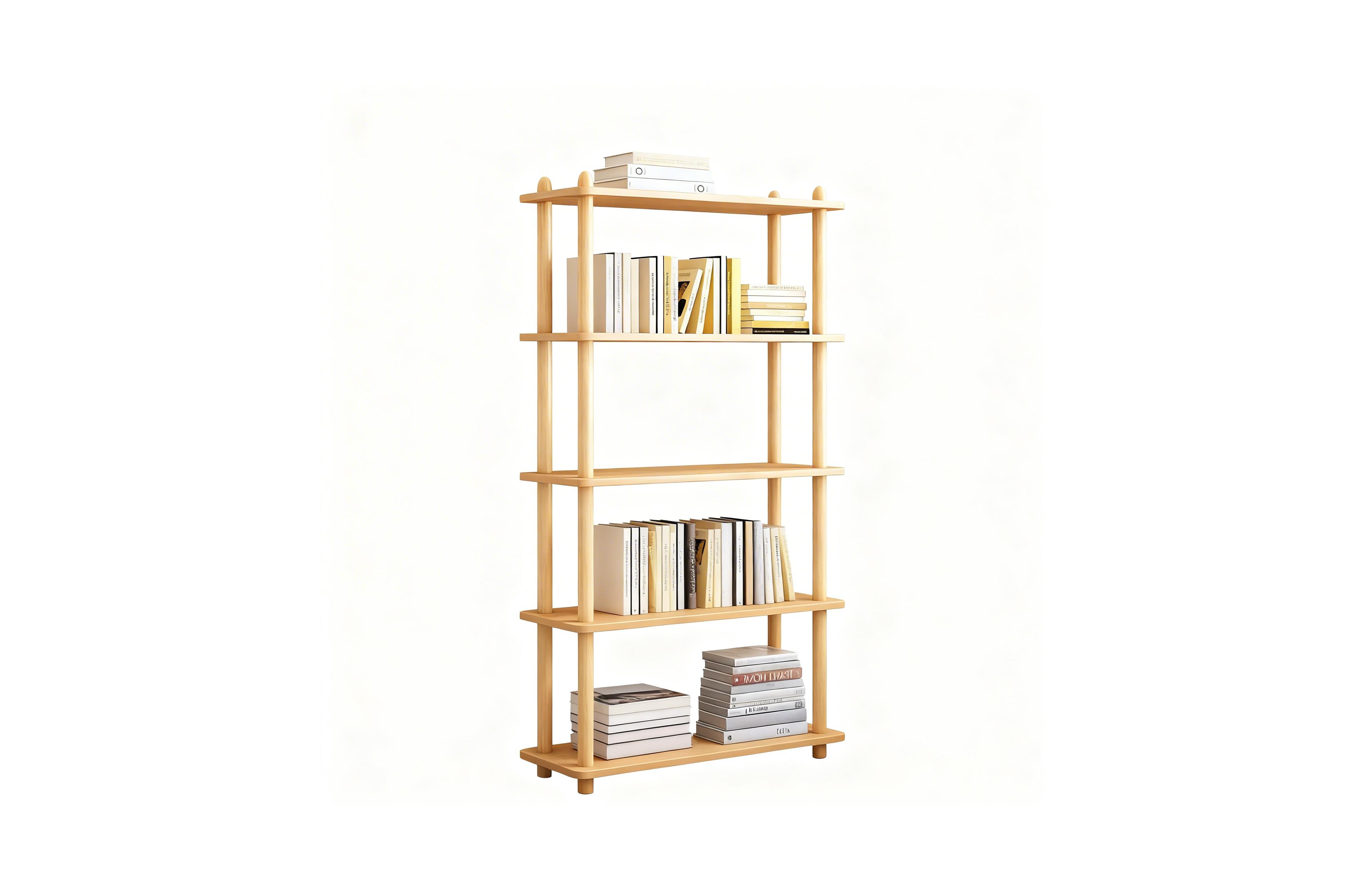 Yigii Wooden Shelf Bookcase Modern Open Storage Rack Free Standing Display Stand