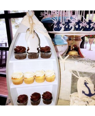 Wooden Boat Shelf 16.5" Display Fish Net Starfish Seashell Nautical Beach Decor