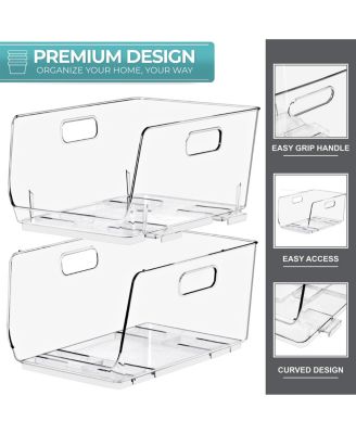 Medium Stackable Open Front Storage Bins - For Pantry, Kitchen and Home Organization