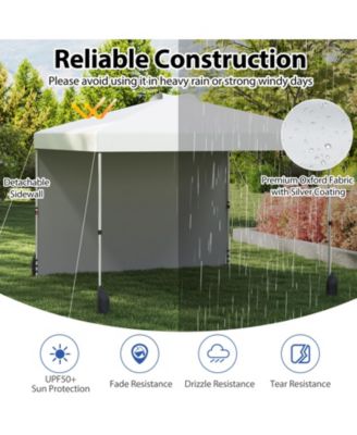 10 X 10 FT Pop up Canopy Tent w/ 1 Sidewall Wheeled Bag 8 Stakes
