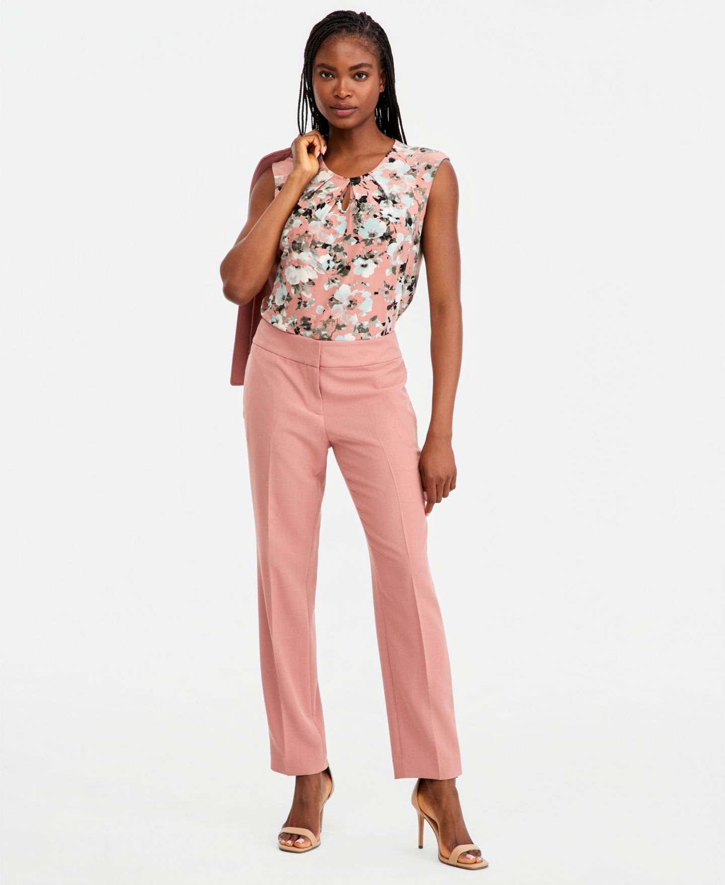 Женский топ Kasper Pleated Keyhole-Neck Top, цвет: Разноцветный — фото 2