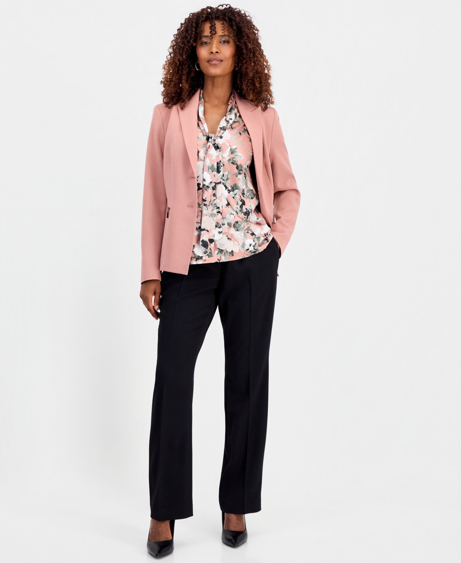 Women's Sleeveless Printed Tie-Neck Top