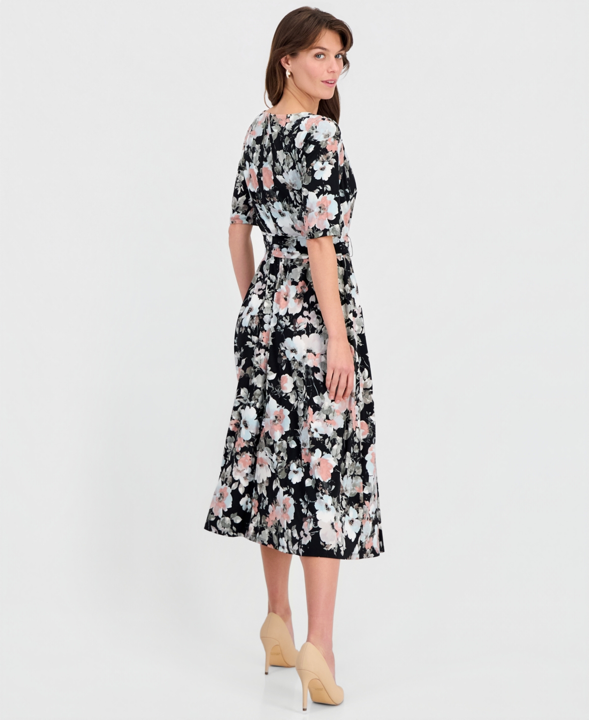 Kasper Women's Floral Elbow-Sleeve Fit & Flare Dress