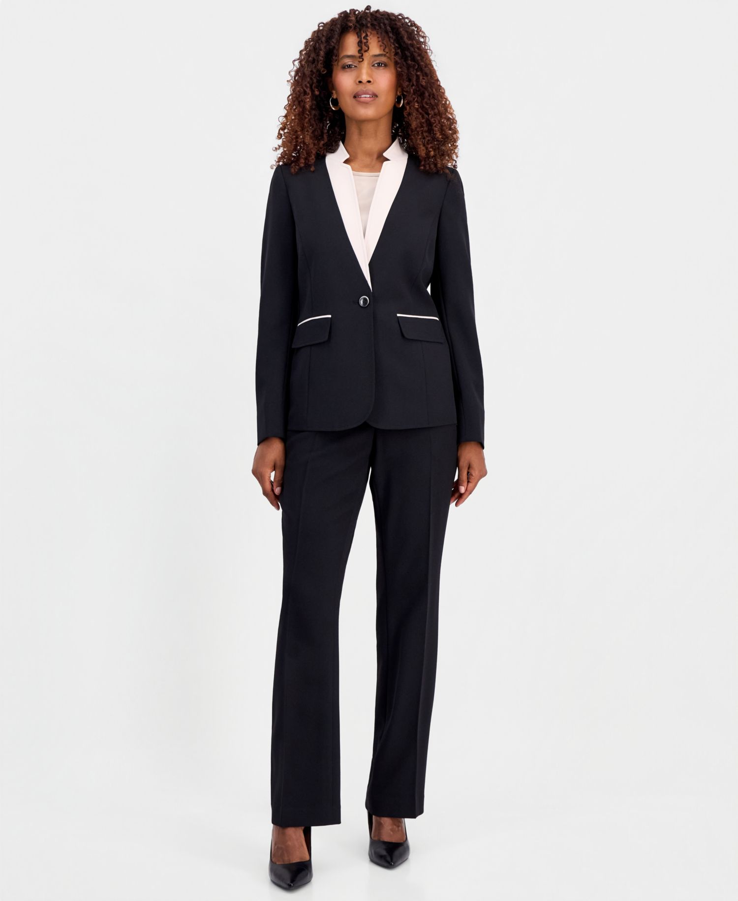 Women's One-Button Inverted-Collar Blazer