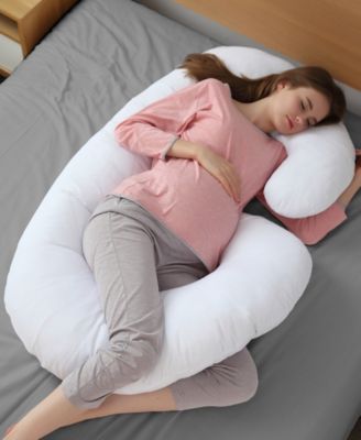 Hypoallergenic Down Alternative Total Body J Shaped Pregnancy Pillow