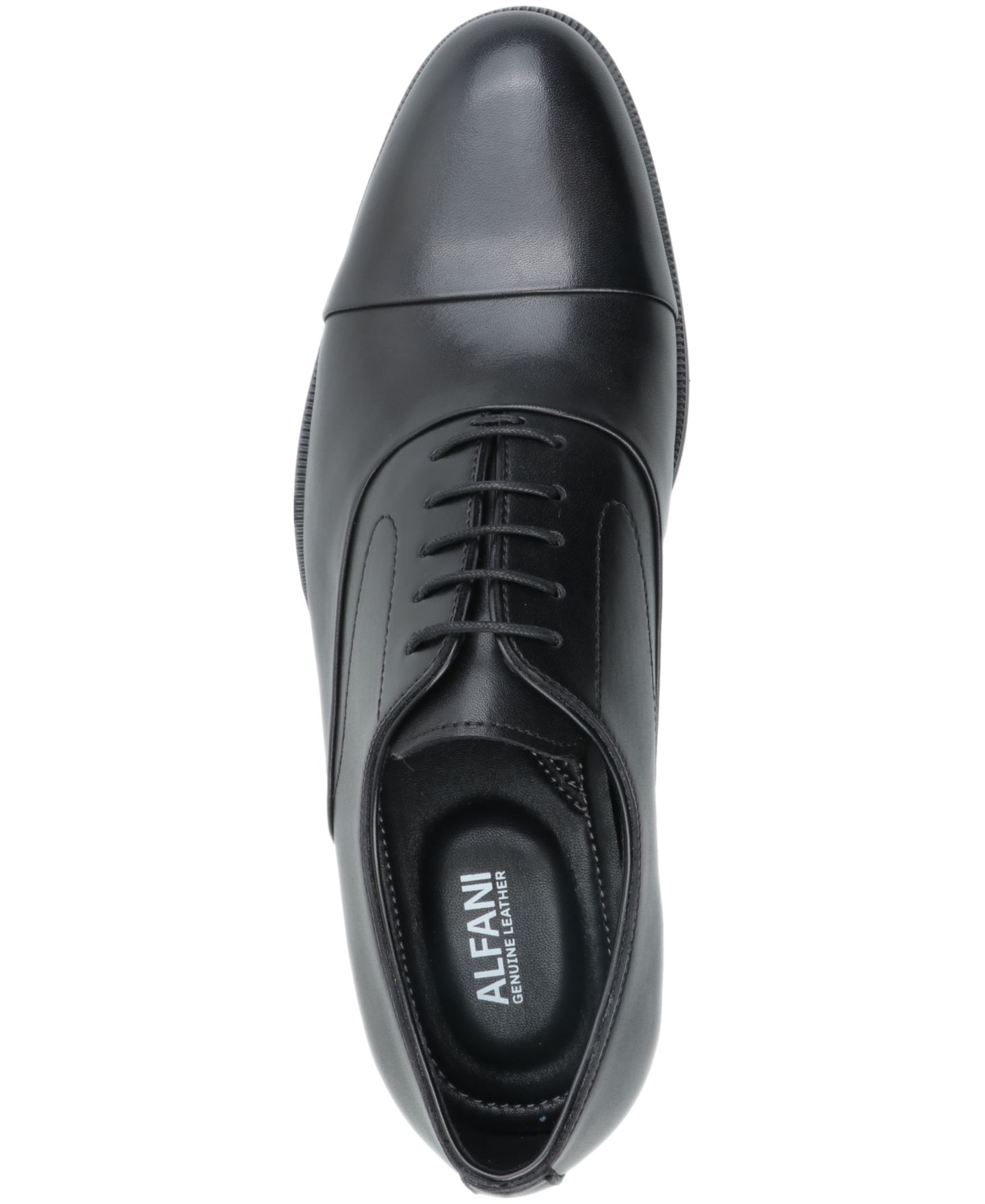 Мужские туфли Alfani Genuine Leather Cap-Toe Oxford Dress Shoes, цвет: Чёрный кожаный — фото 4