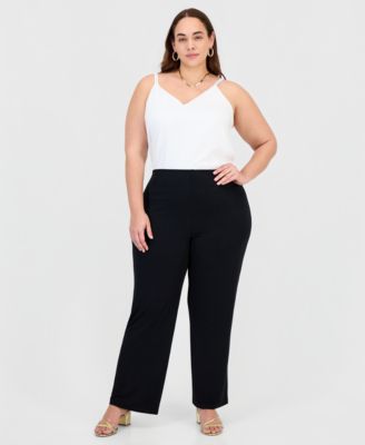 Plus and Petite Plus Size Wide-Leg Pull-On Pants