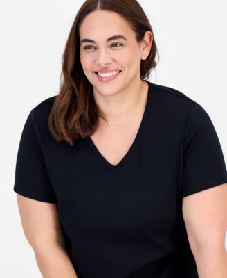 Plus Size Short-Sleeve V-Neck Top