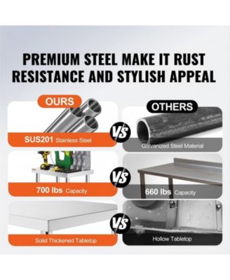 Stainless Steel Rolling Work Table with 4 Casters.