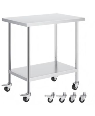 Stainless Steel Rolling Work Table 24 x 36 x 38 in with 4 Casters