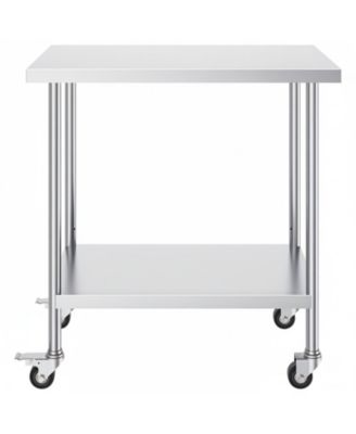 Stainless Steel Rolling Work Table 24 x 36 x 38 in with 4 Casters