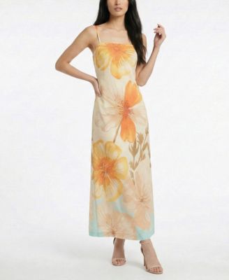 Petite Printed Square Neck Maxi Dress