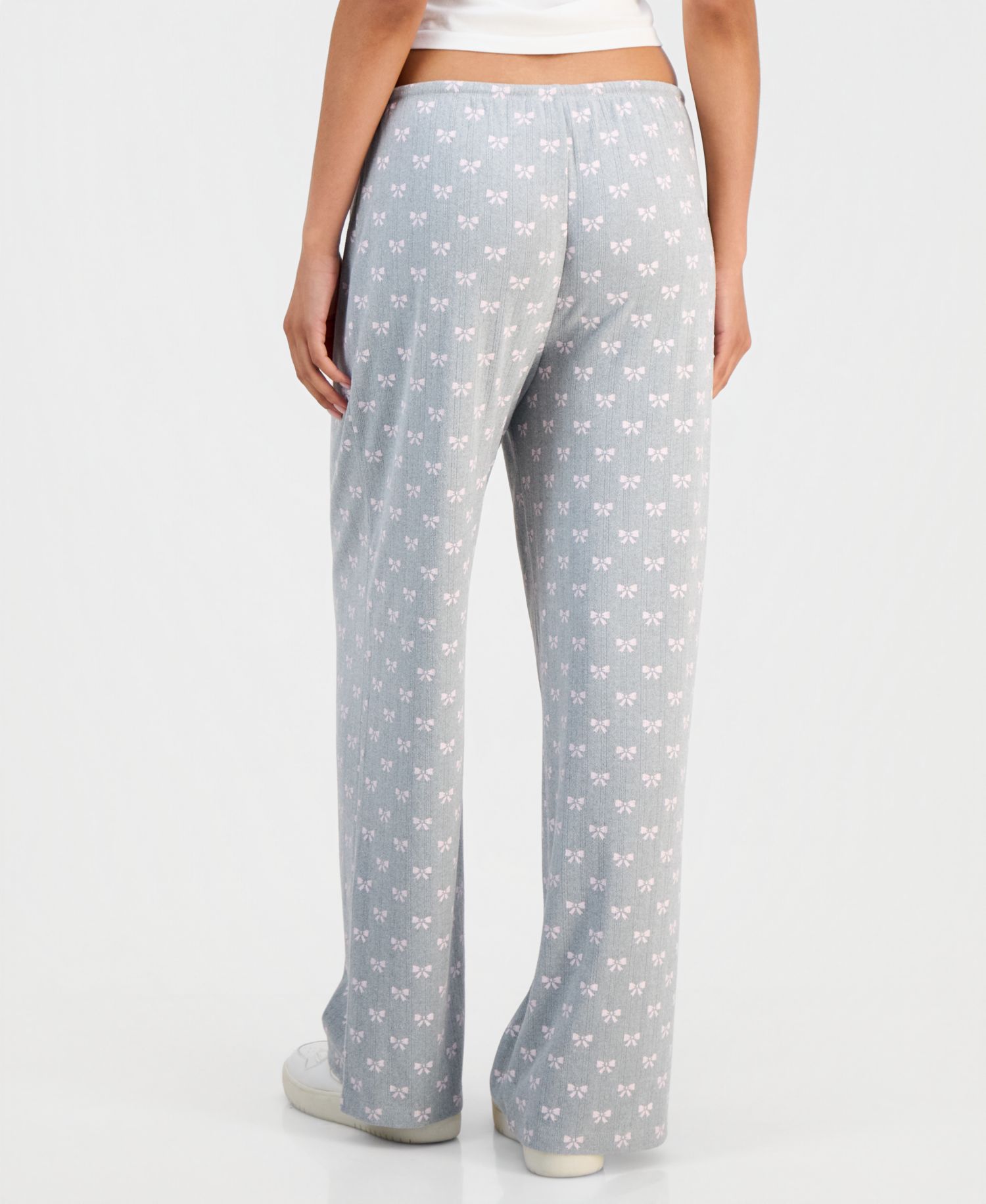 Juniors' Pointelle Printed Drawstring Lounge Pants