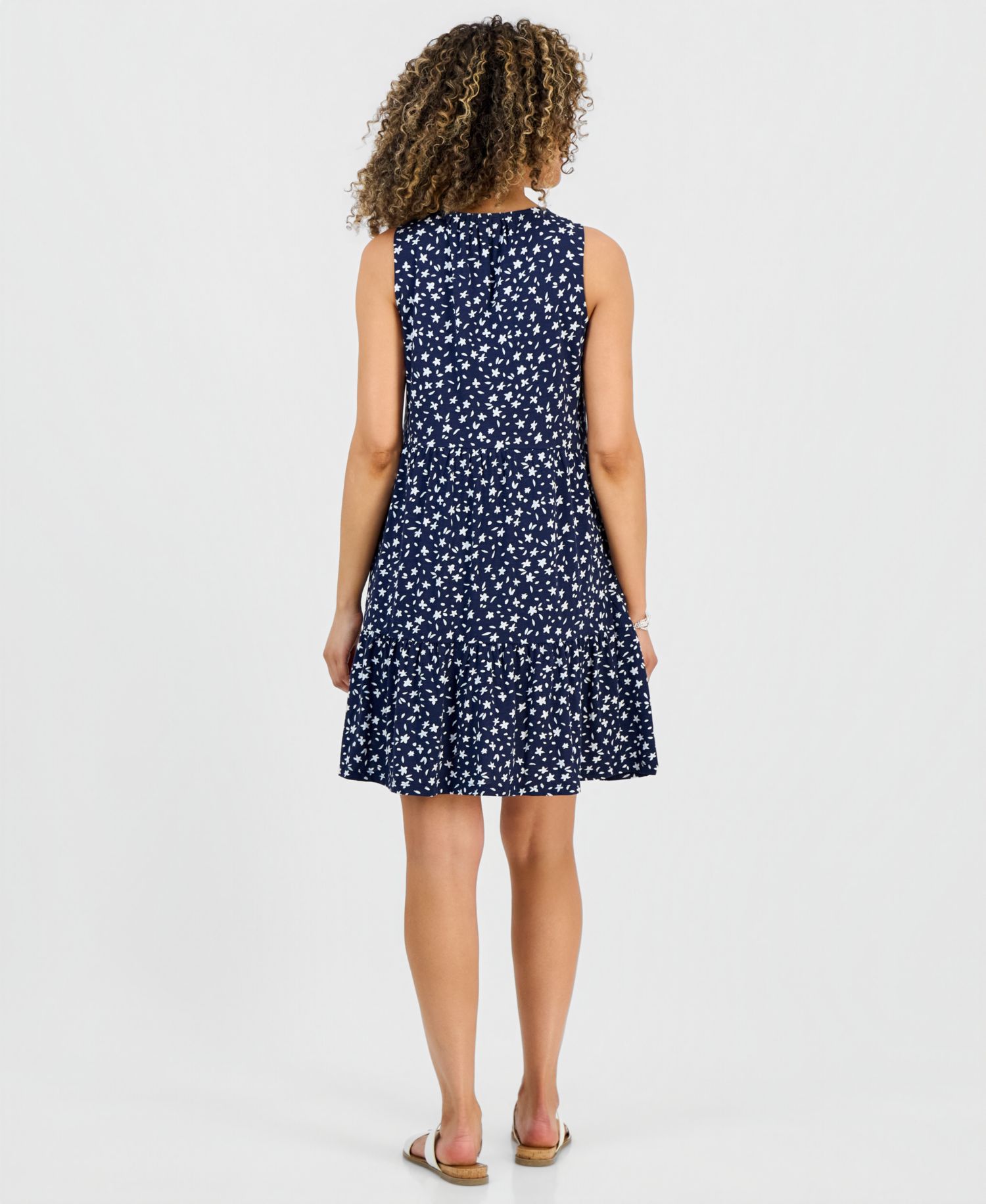 Women's Printed Sleeveless Tiered Dress