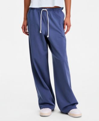 Juniors' Lightweight Fleece Wide-Leg Sweatpants