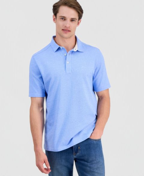 Мужское поло Tommy Bahama Anchored Short Sleeve Polo Shirt, цвет: Шамбре синий