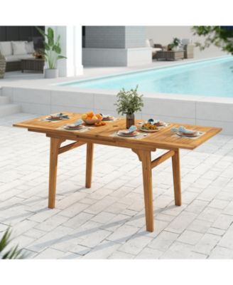 9-Piece Acacia Wood Outdoor Dining Set for 6-8 w/ 1.97'' Umbrella Hole