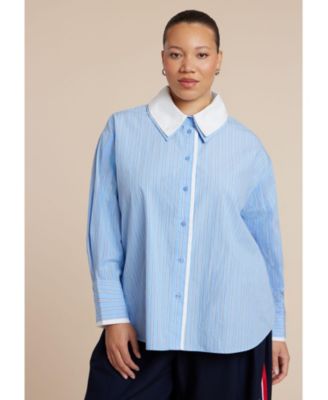 Women's Plus Size Double Collared Button Up Top