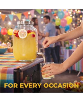 1 Gallon Glass Drink Dispenser with Spout Lid & Stainless Steel Filter