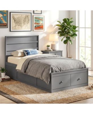 Bed Frame with Storage Drawers and Headboard