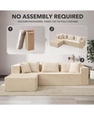 106" L-Shaped Sectional Sofa with Chaise, Modular Deep Seat Cloud Couch, No Assembly