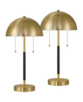 Pierre 23"H Metal Dome Pull Chain USB Table Lamp Set of 2