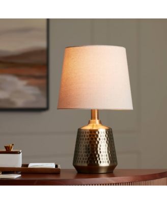 Argus High Small Modern Accent Table Lamp Gold Textured Brass Finish Metal Single Living Room Bedroom
