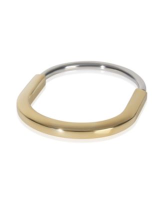 White Gold and Yellow Gold Diamond Lock Bracelet, Size Small