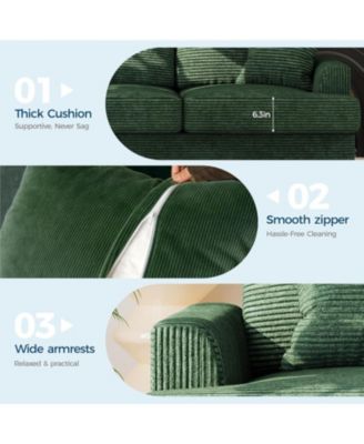 86" Corduroy Sofa, Modern Deep Seat Couch with Pillows and Removable Cover