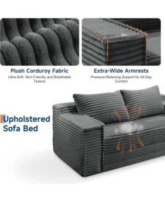 75" Convertible Sofa Bed, Boneless Futon Couch with 2 Pillows, Pull-Out Loveseat Sleeper, No Assembly