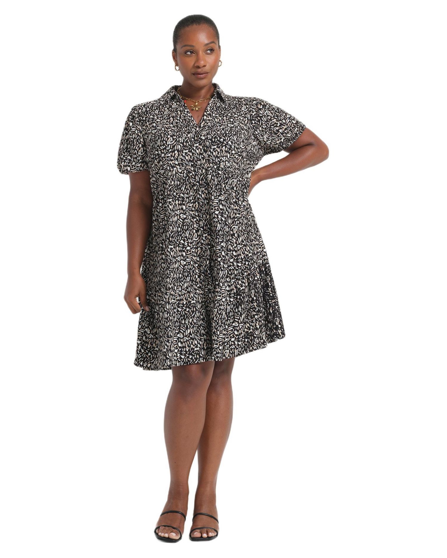 Women's Abstract Geo Mini Shirt Dress