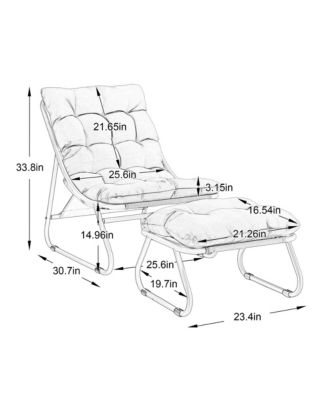 Outdoor Sling Recliner Lounge Chair with Thick Cushion & Footstool, Suitable for Living Room, Reading Room & Bedroom