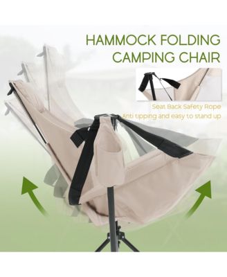 Portable Hammock Rocking Chair Set of 2, Folding Camping Recliner with Adjustable Backrest and Carry Bag, Oversized Outdoor Chair for Travel