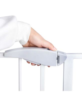 Double Door Baby Safety Gate for Stairs and Doorways, Adjustable 29.5"-45.3" with Extensions, Auto Close, Pressure Mounted