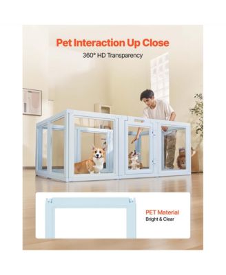 76" Dog Whelping Box with Transparent Window Playpen for Large Dogs