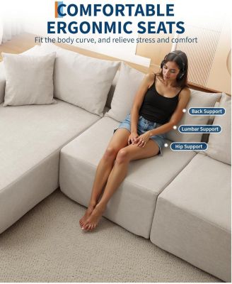 108" Modular Cloud Sectional Sofa, L-Shaped Couch with Chaise, Deep Seat, No Assembly