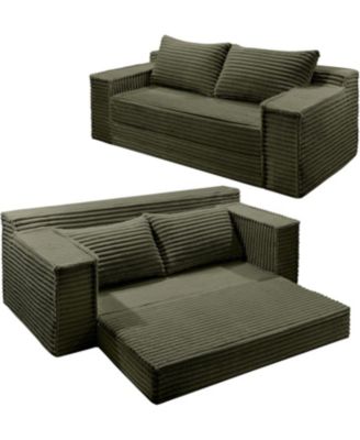 75" Convertible Sofa Bed, Boneless Futon Couch with 2 Pillows, Pull-Out Loveseat Sleeper, No Assembly