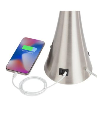 Karl Modern Table Lamps Set of 2 with Round Risers 29" Tall Brushed Nickel USB and AC Power Outlet in Base for Bedroom House