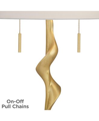 Montrose 31 3/4" Tall Sculpture Large Modern End Table Lamp Pull Chain Gold Finish Marble Single Living Room